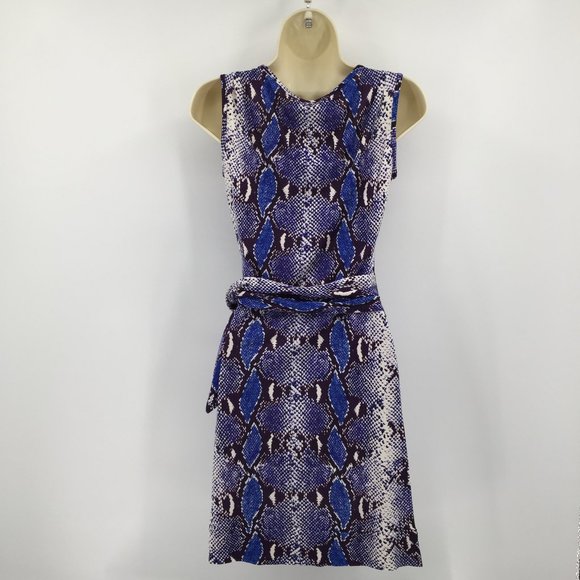 DVF Diane von Furstenberg New Della Python Pop Blue Iris dress silk snake new 4 - Picture 3 of 5
